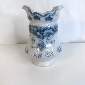 Antique Pitcairns Limited Vase Gray Blue Floral Transferware 5.5" England 1800s